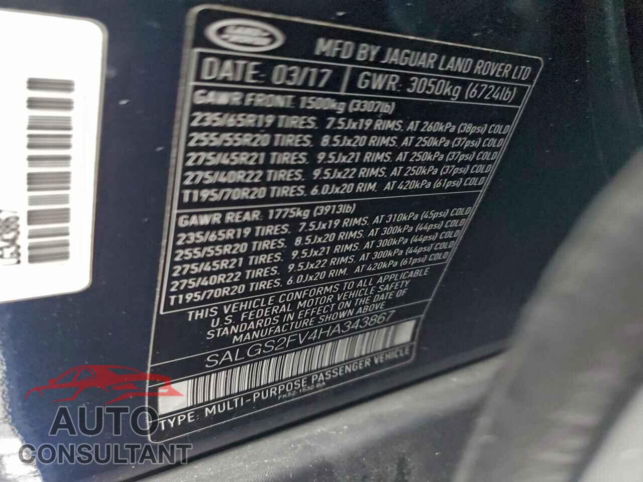 LAND ROVER RANGEROVER 2017 - SALGS2FV4HA343867