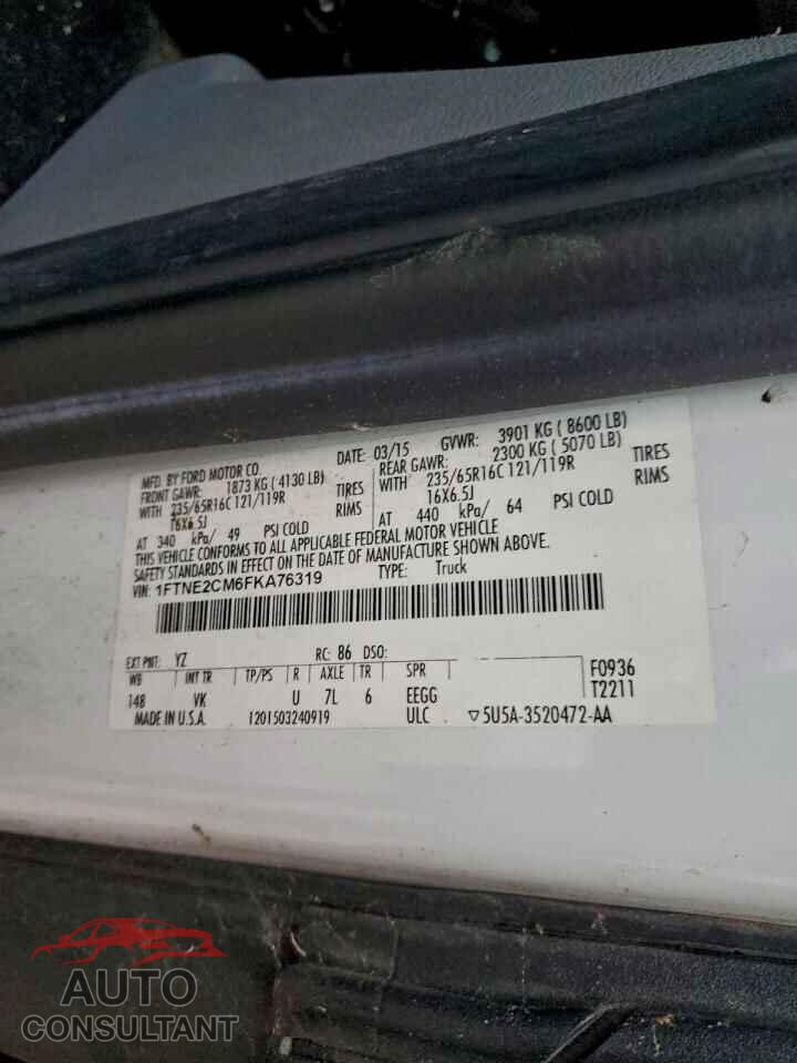 FORD TRANSIT 2015 - 1FTNE2CM6FKA76319