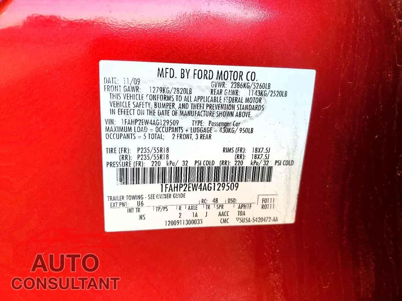FORD TAURUS 2010 - 1FAHP2EW4AG129509