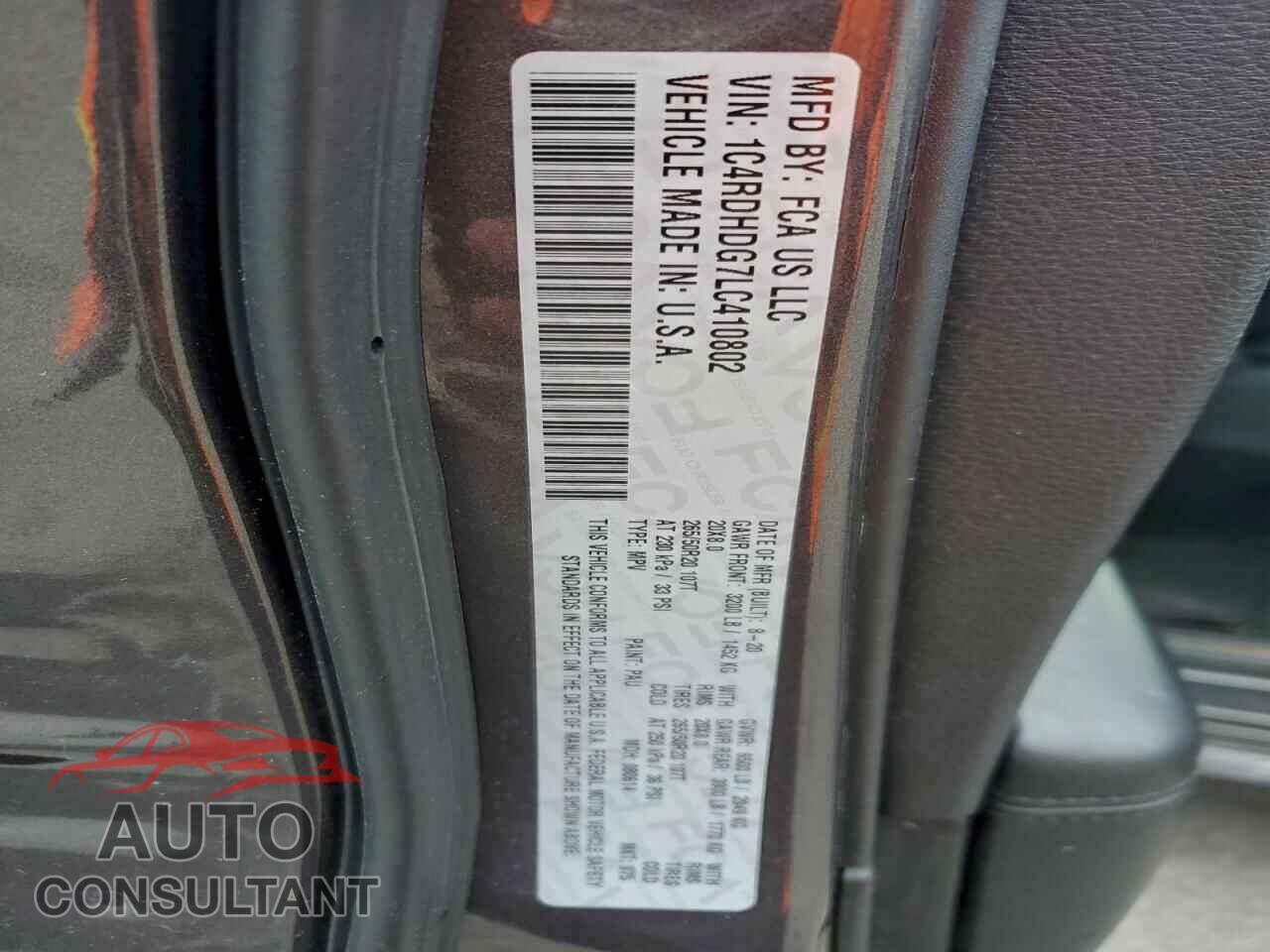 DODGE DURANGO 2020 - 1C4RDHDG7LC410802
