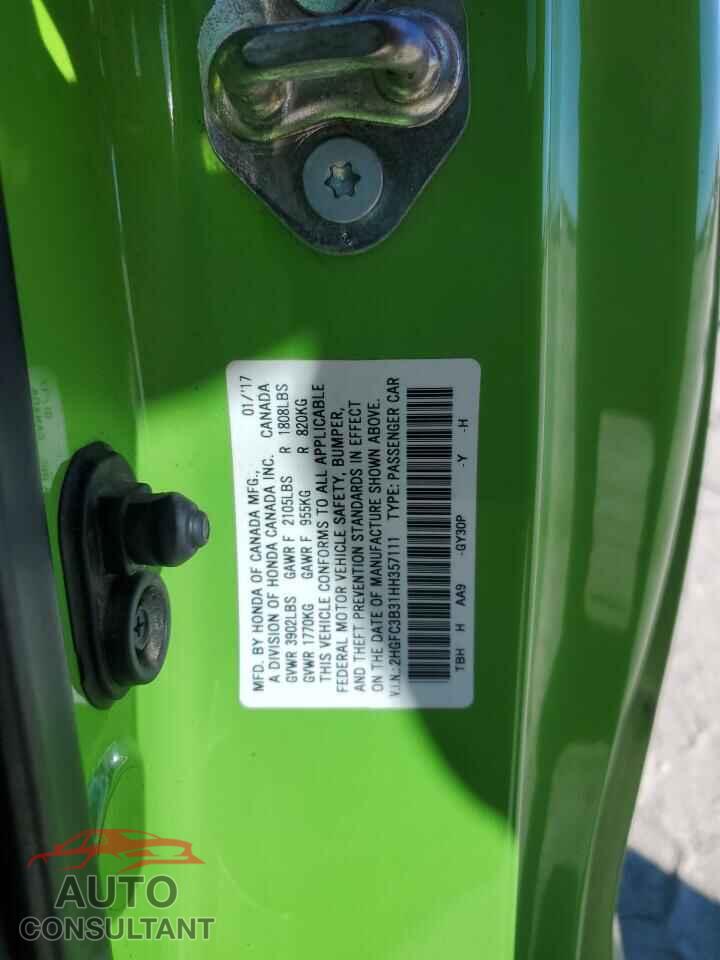 HONDA CIVIC 2017 - 2HGFC3B31HH357111