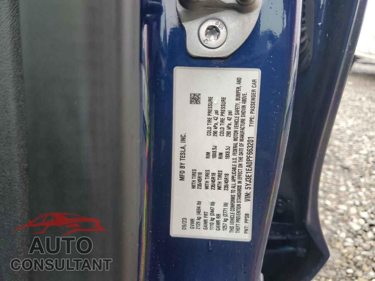 TESLA MODEL 3 2023 - 5YJ3E1EA0PF663201