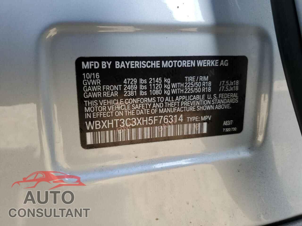 BMW X1 2017 - WBXHT3C3XH5F76314