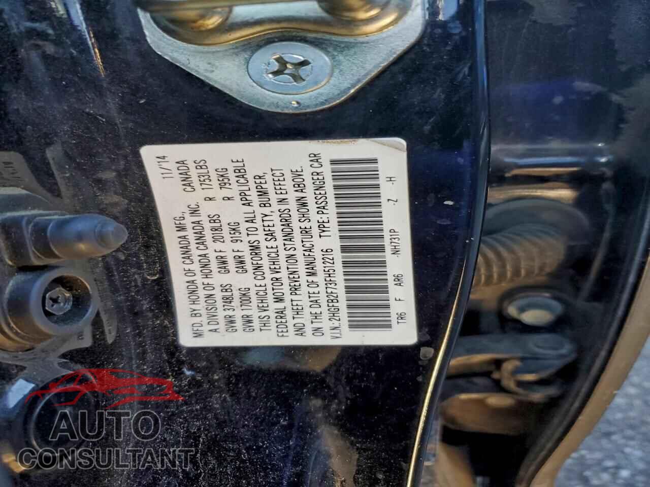 HONDA CIVIC 2015 - 2HGFB2F73FH512216