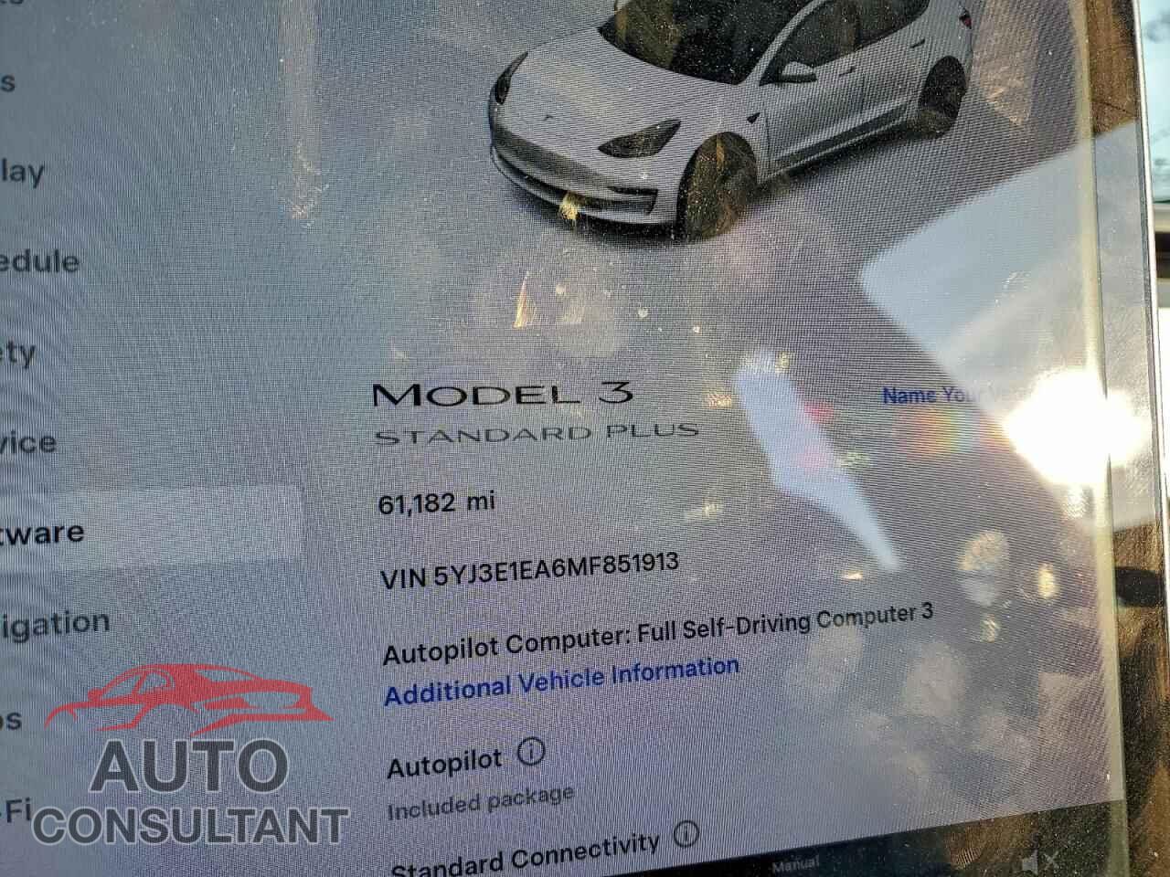 TESLA MODEL 3 2021 - 5YJ3E1EA6MF851913