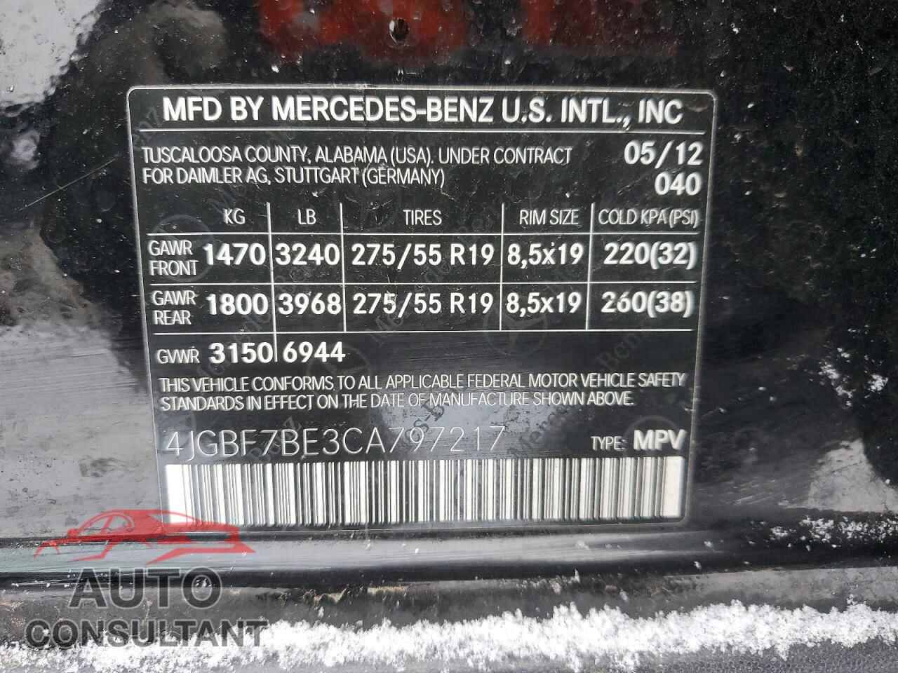 MERCEDES-BENZ GL-CLASS 2012 - 4JGBF7BE3CA797217