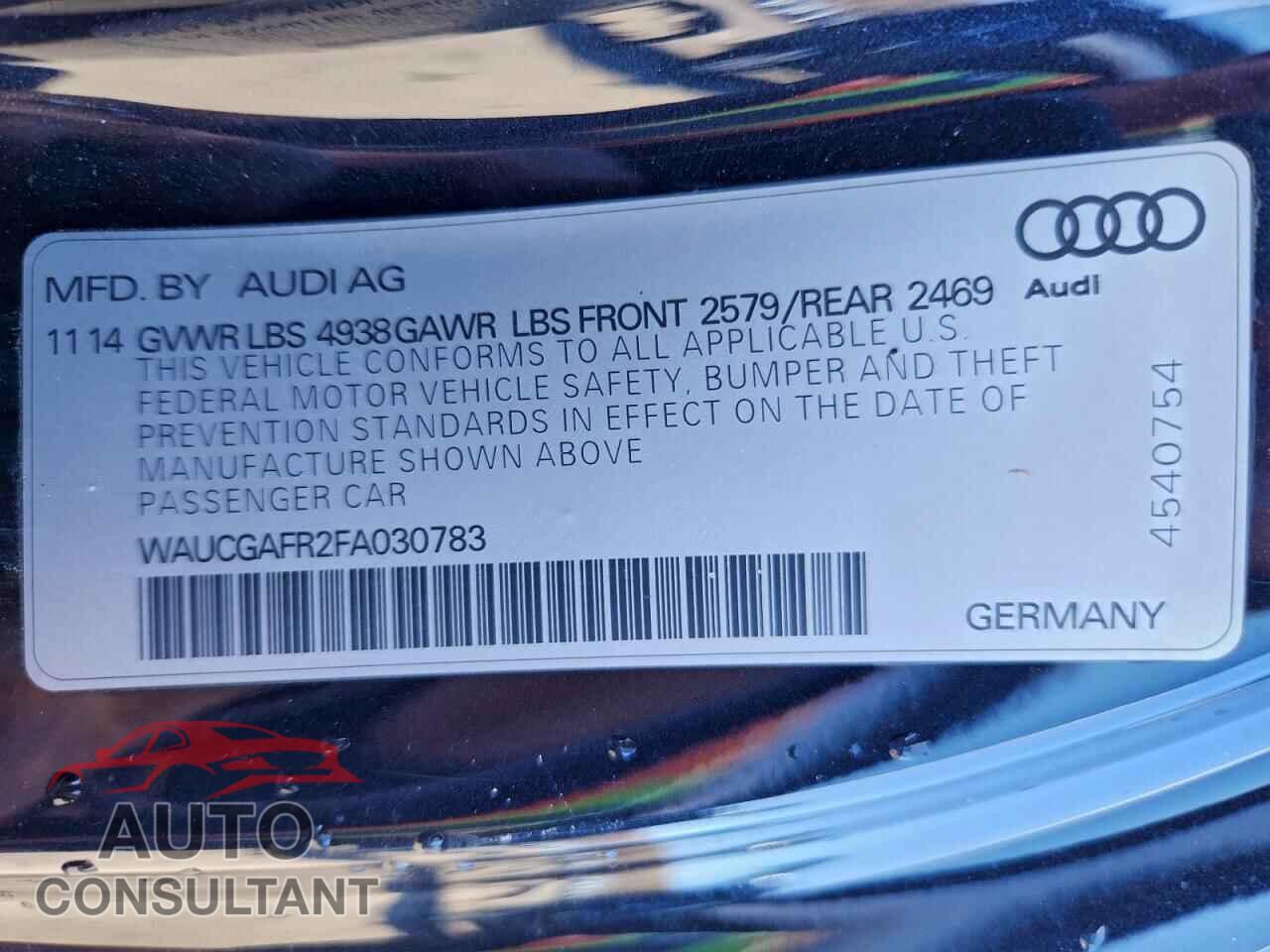 AUDI S5/RS5 2015 - WAUCGAFR2FA030783