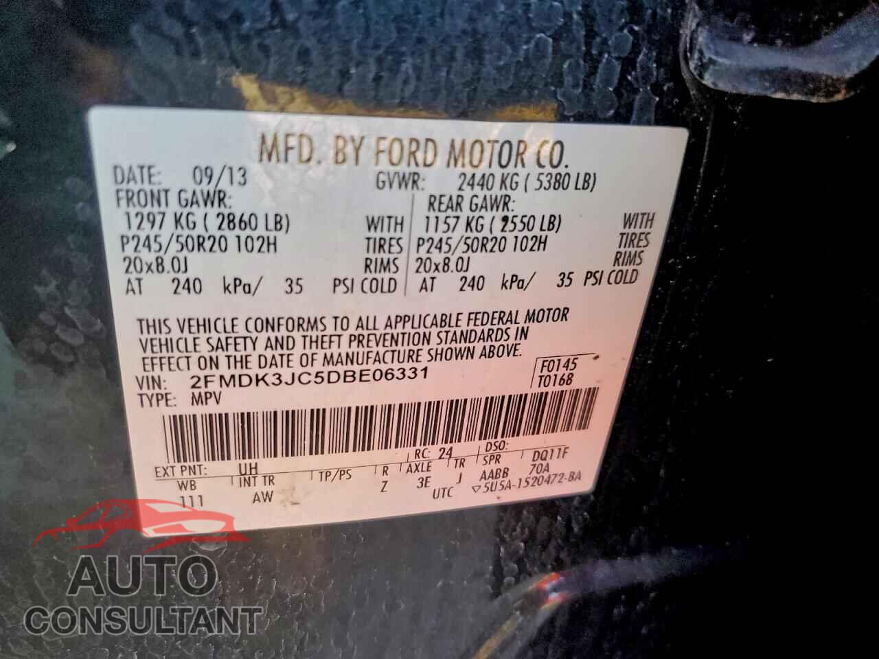 FORD EDGE 2013 - 2FMDK3JC5DBE06331
