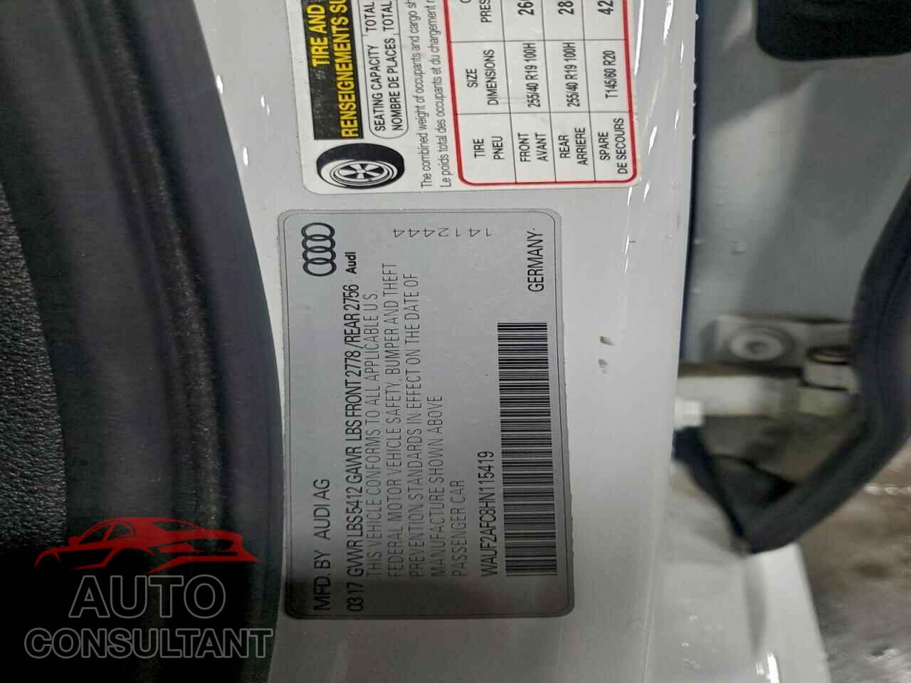 AUDI A6 2017 - WAUF2AFC8HN115419