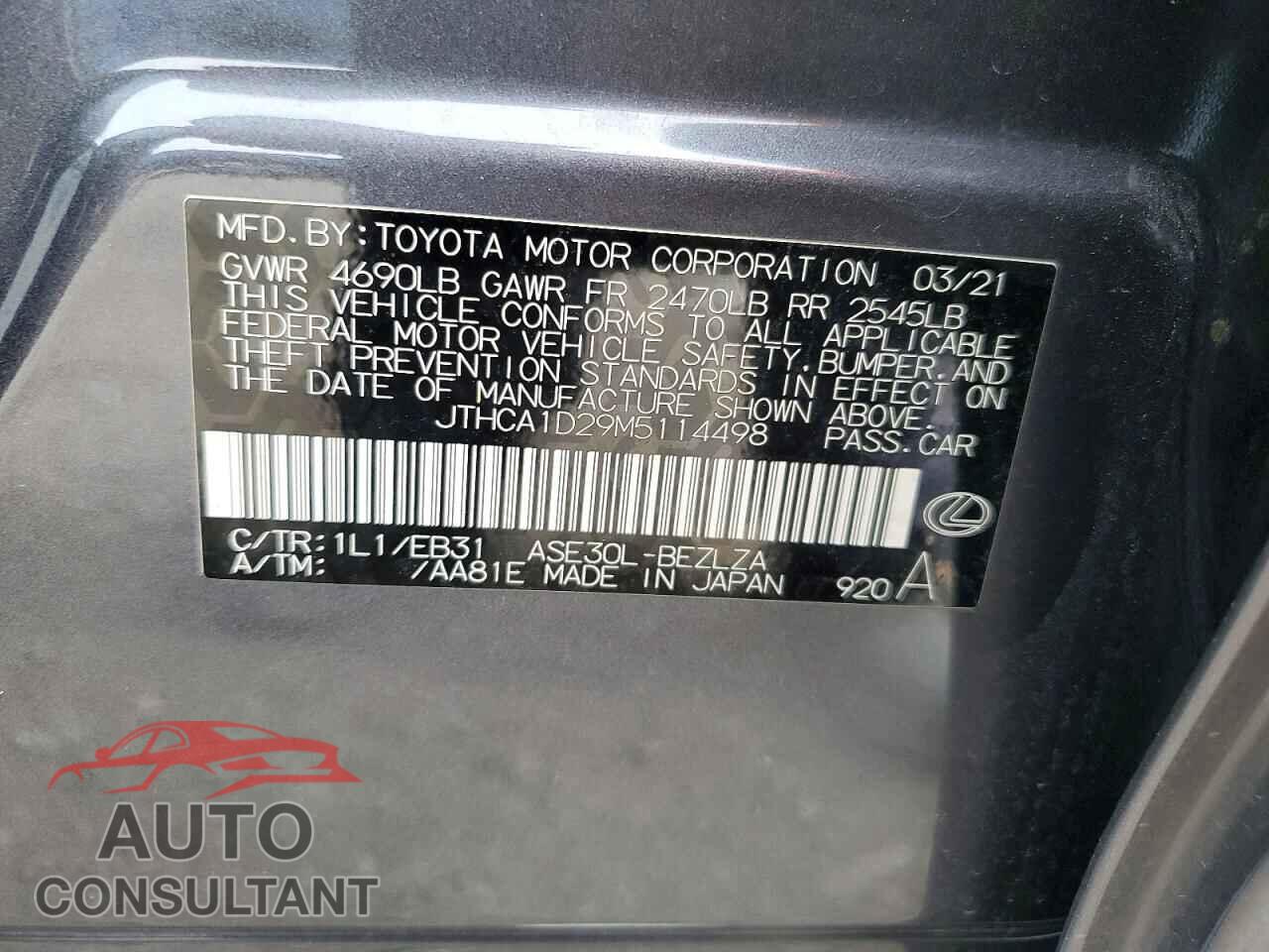 LEXUS IS 2021 - JTHCA1D29M5114498