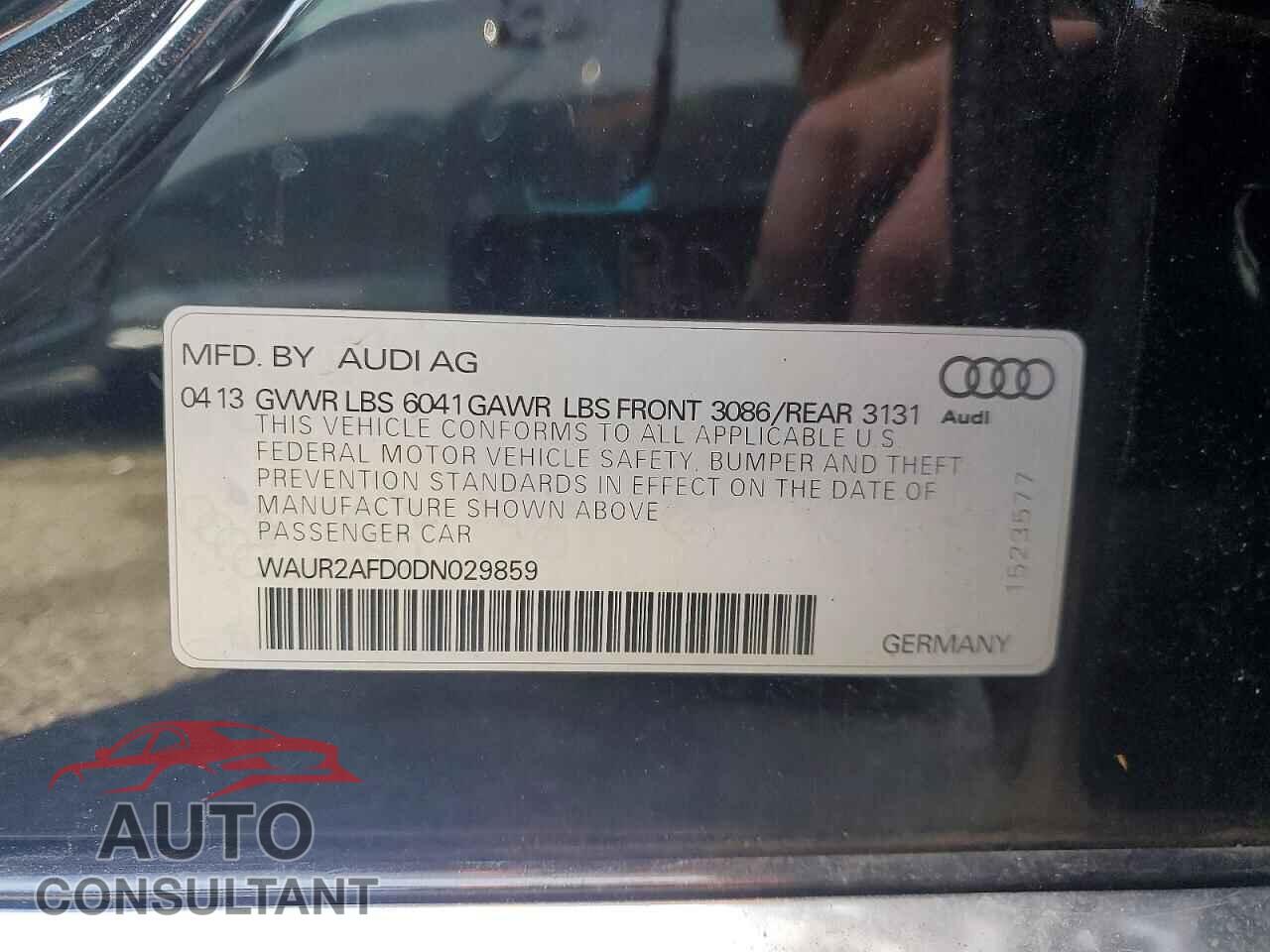 AUDI A8 2013 - WAUR2AFD0DN029859