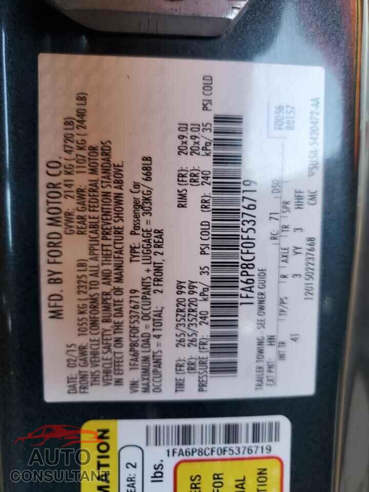 FORD MUSTANG 2015 - 1FA6P8CF0F5376719
