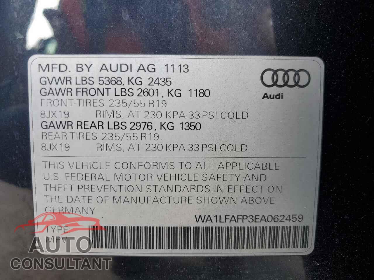 AUDI Q5 2014 - WA1LFAFP3EA062459
