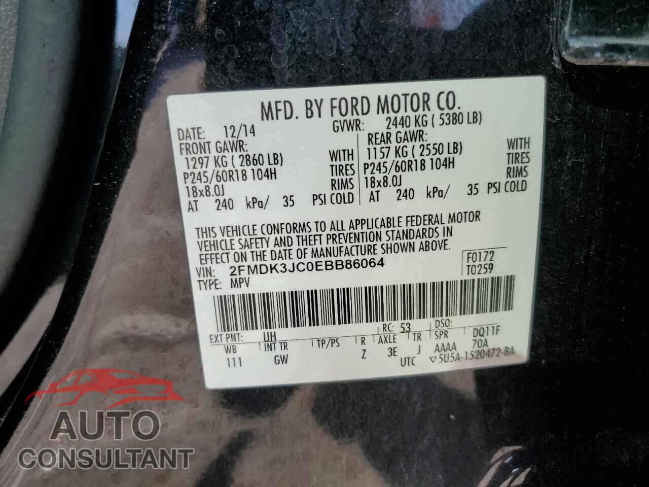 FORD EDGE 2014 - 2FMDK3JC0EBB86064