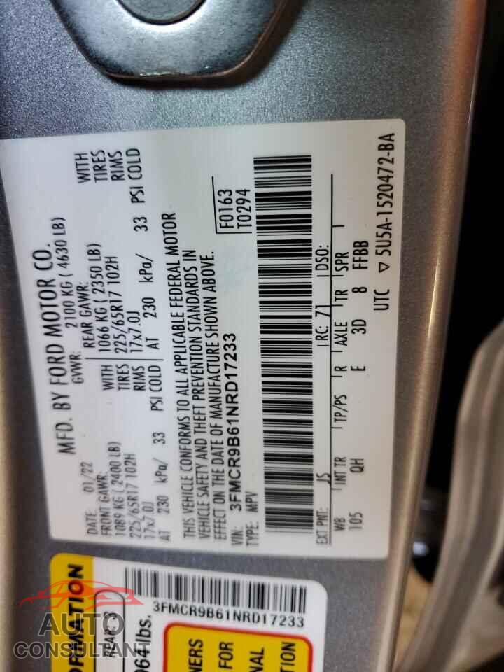 FORD BRONCO 2022 - 3FMCR9B61NRD17233