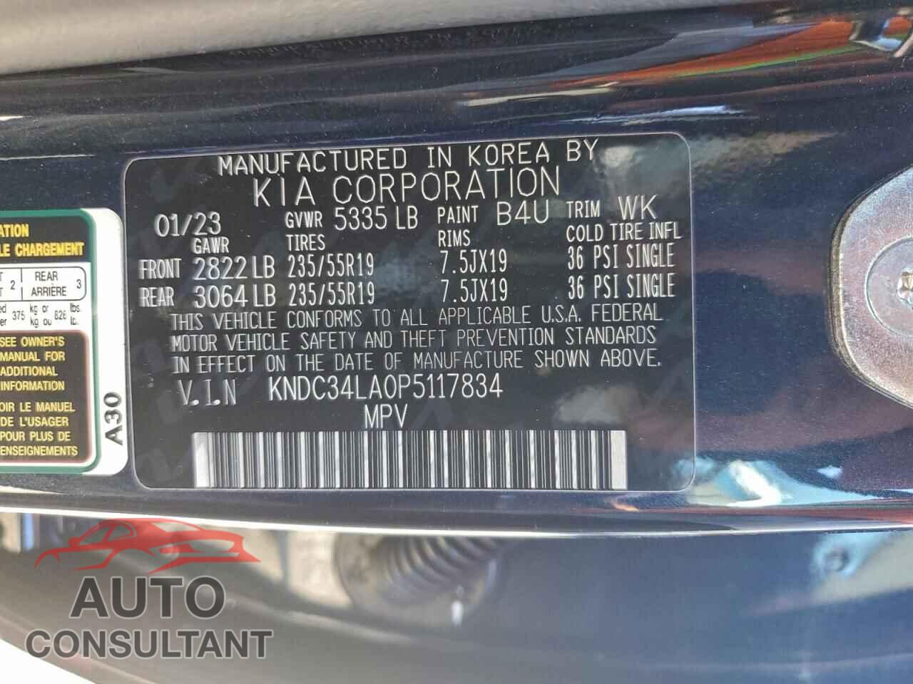 KIA EV6 LIGHT 2023 - KNDC34LA0P5117834