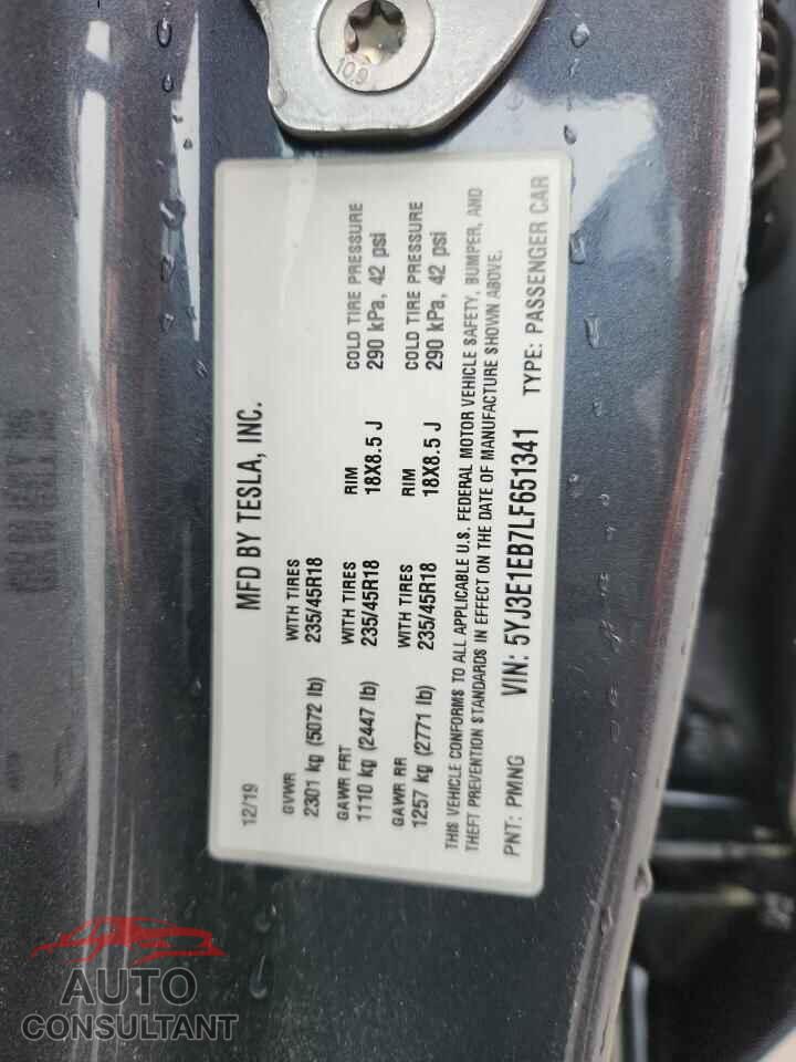 TESLA MODEL 3 2020 - 5YJ3E1EB7LF651341