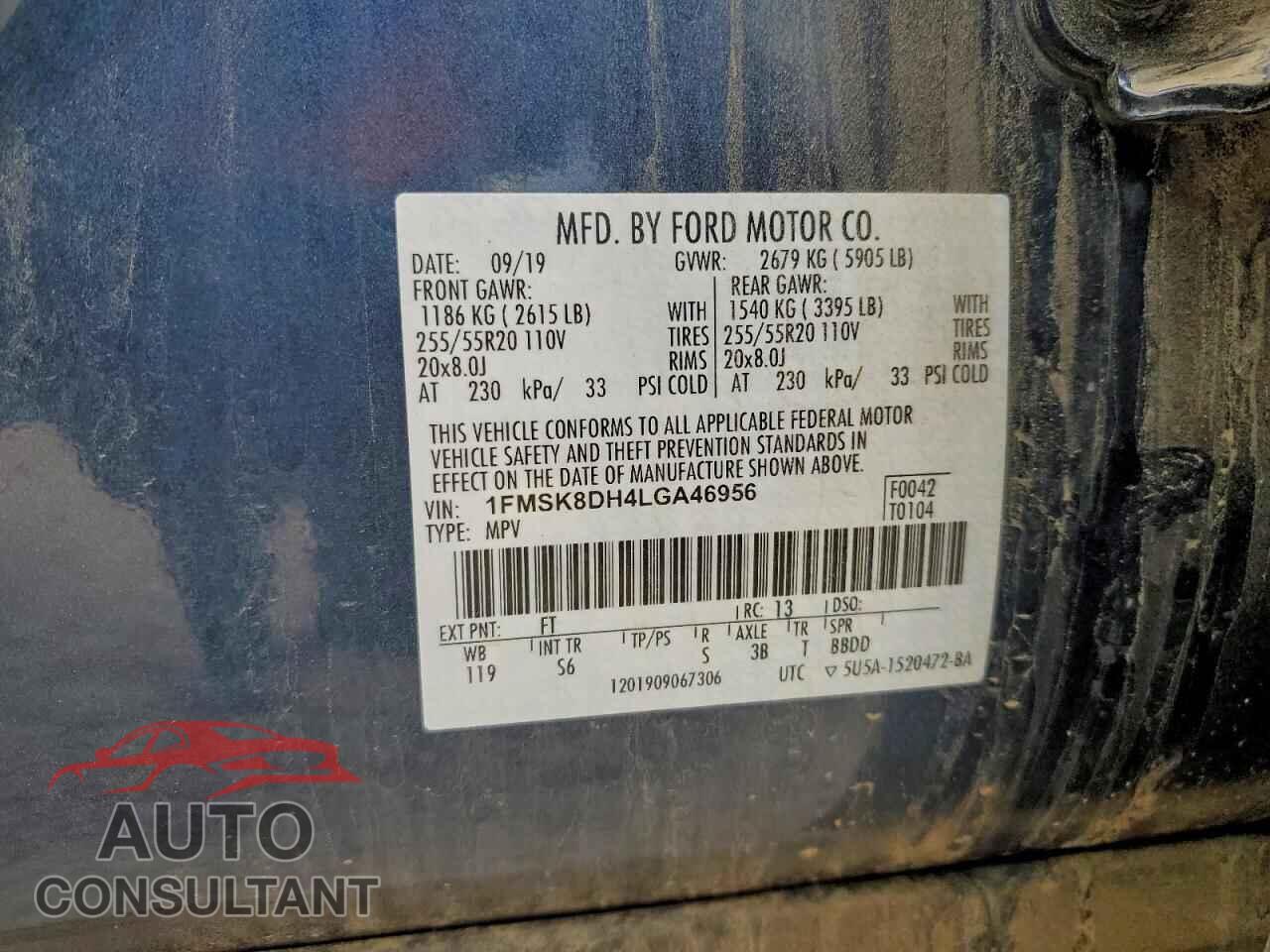 FORD EXPLORER 2020 - 1FMSK8DH4LGA46956