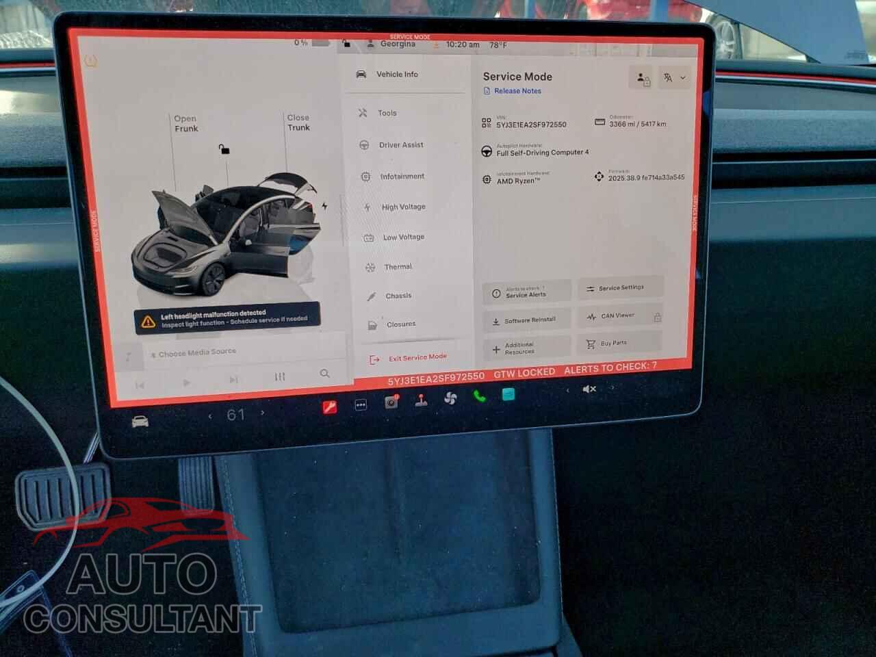 TESLA MODEL 3 2025 - 5YJ3E1EA2SF972550