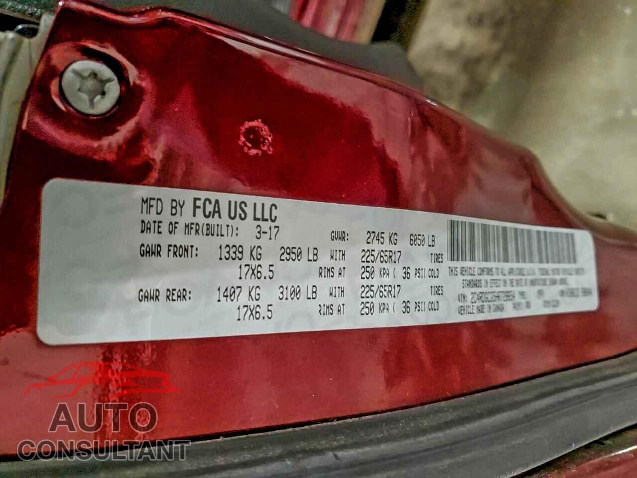 DODGE CARAVAN 2017 - 2C4RDGCG5HR728654