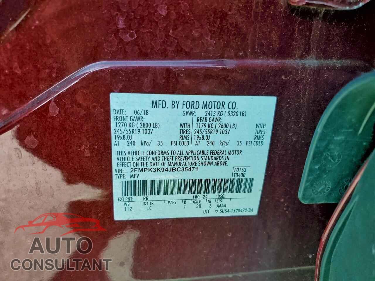 FORD EDGE 2018 - 2FMPK3K94JBC35471