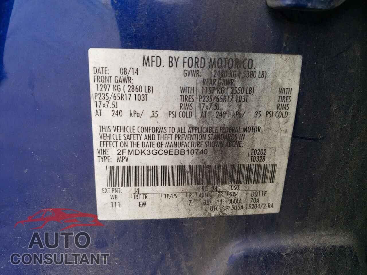 FORD EDGE 2014 - 2FMDK3GC9EBB10740