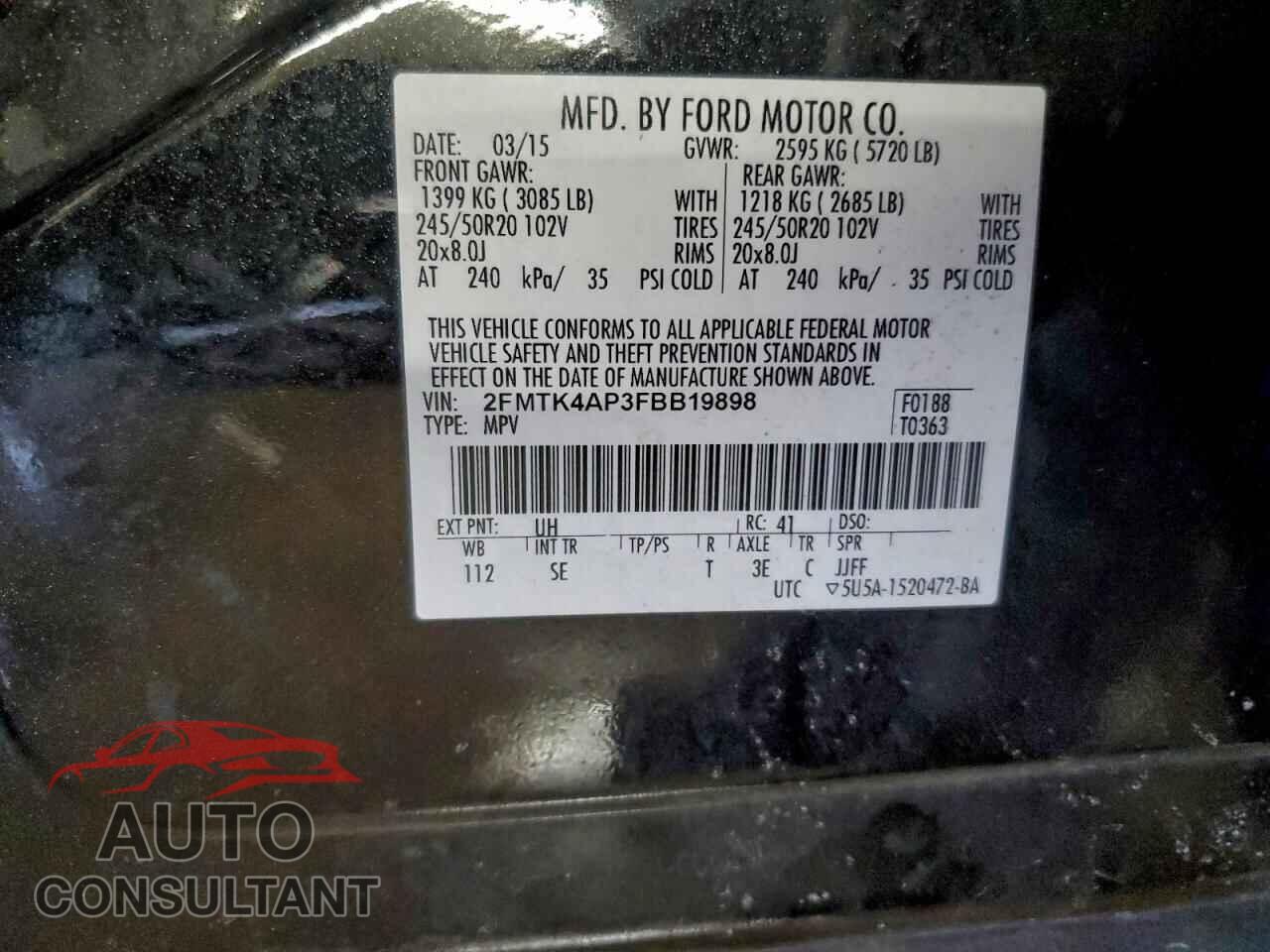 FORD EDGE 2015 - 2FMTK4AP3FBB19898