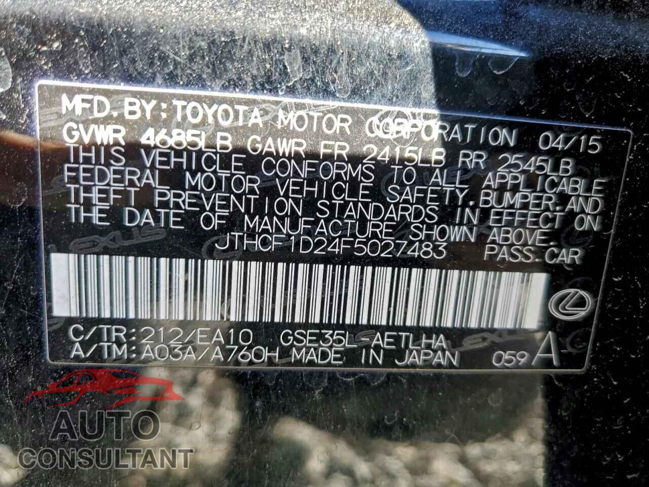 LEXUS IS 2015 - JTHCF1D24F5027483