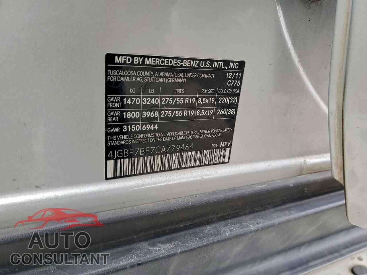 MERCEDES-BENZ GL-CLASS 2012 - 4JGBF7BE7CA779464
