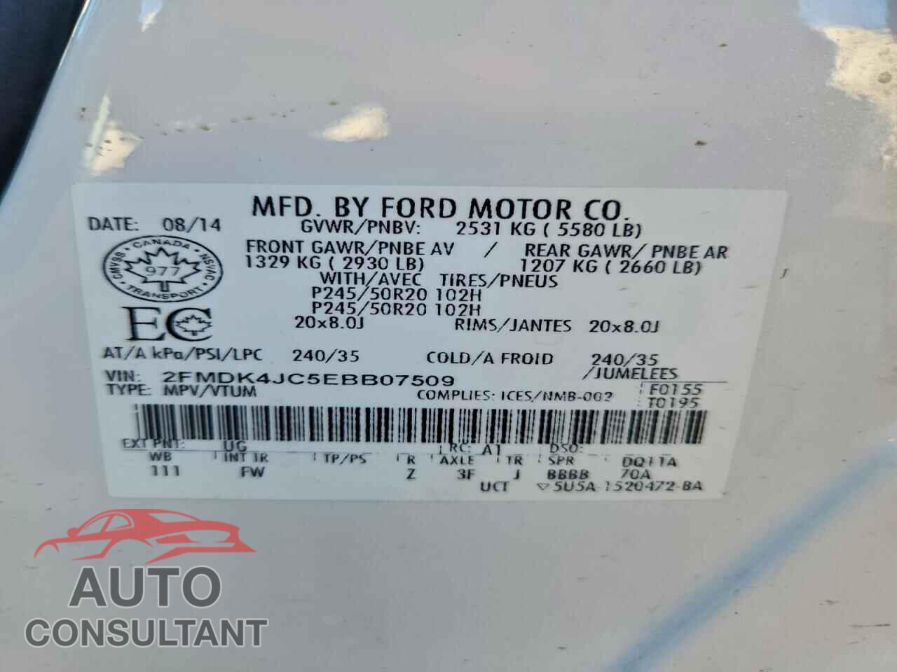 FORD EDGE 2014 - 2FMDK4JC5EBB07509