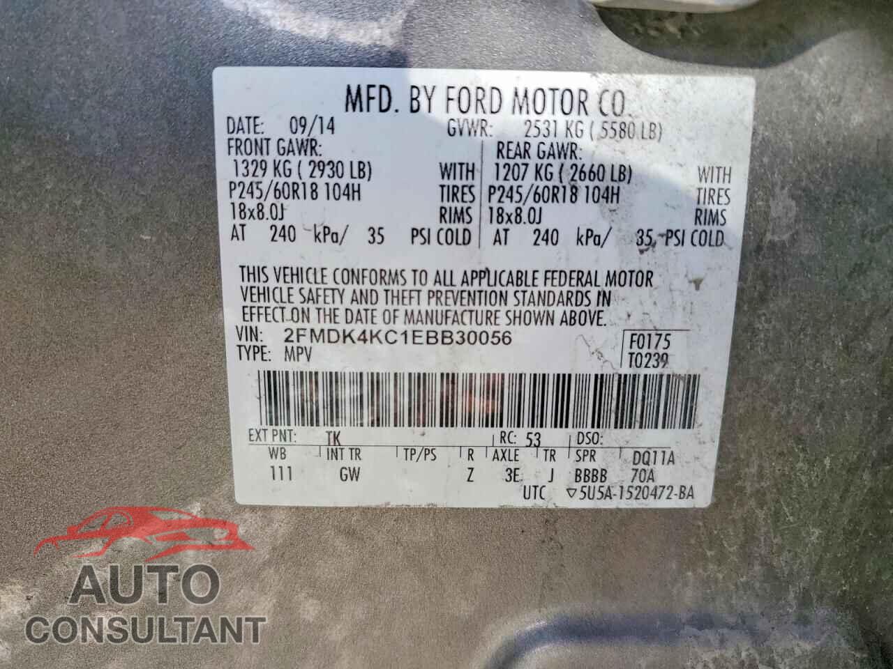 FORD EDGE 2014 - 2FMDK4KC1EBB30056