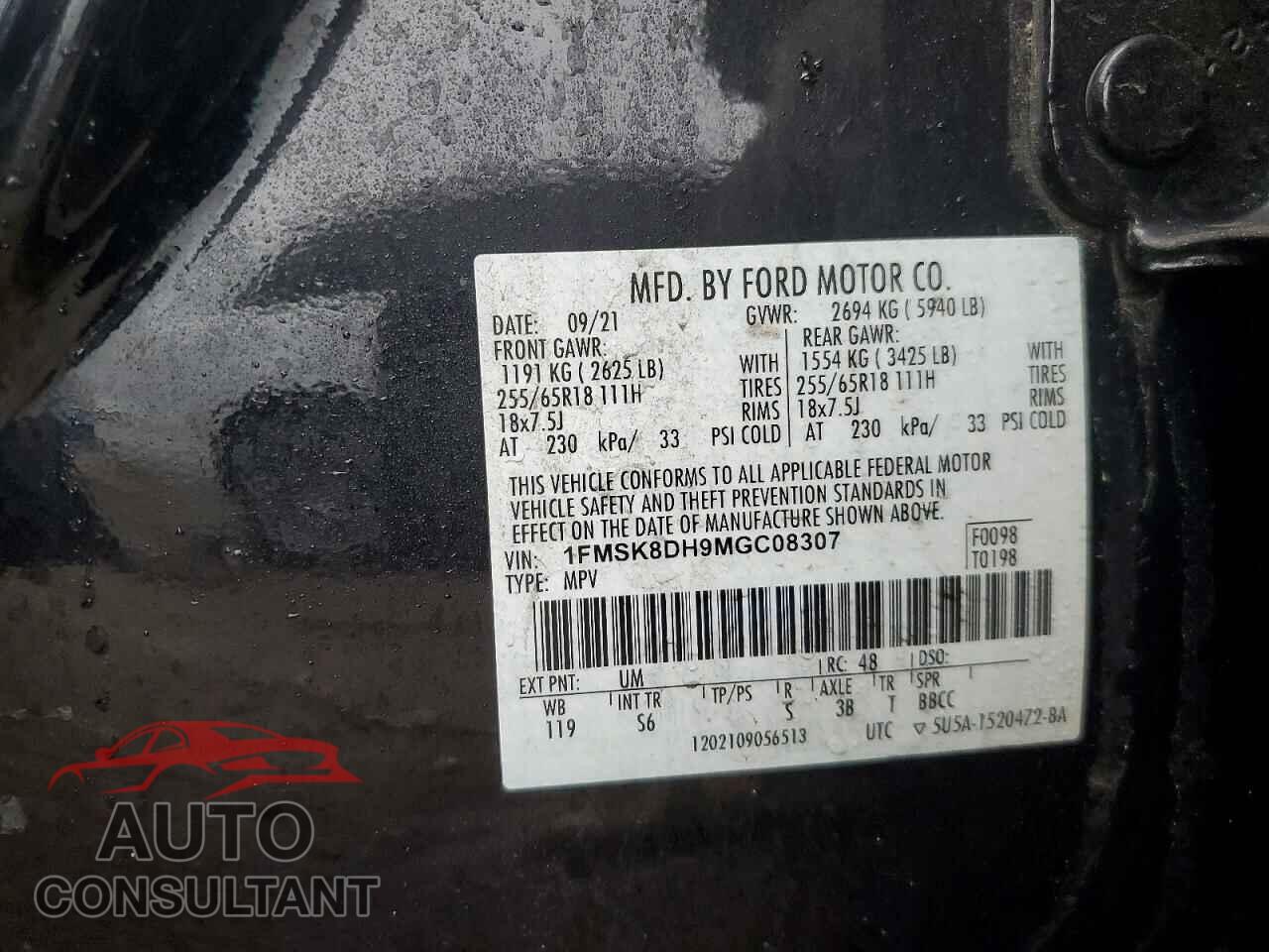 FORD EXPLORER 2021 - 1FMSK8DH9MGC08307