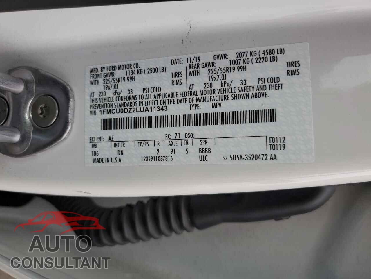FORD ESCAPE 2020 - 1FMCU0DZ2LUA11343