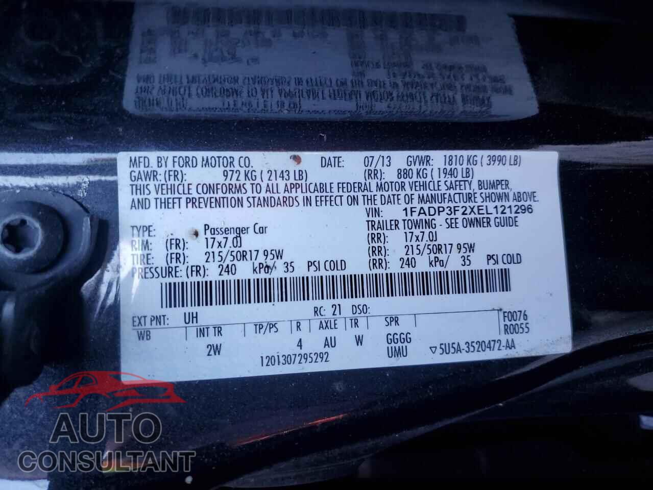 FORD FOCUS 2014 - 1FADP3F2XEL121296
