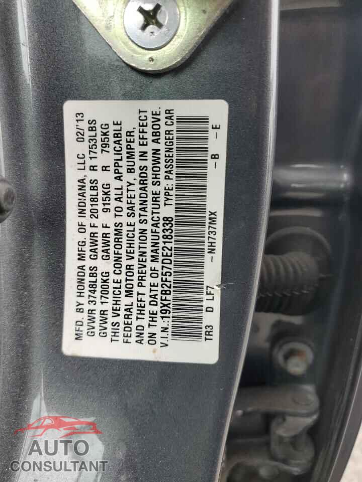 HONDA CIVIC 2013 - 19XFB2F57DE218338