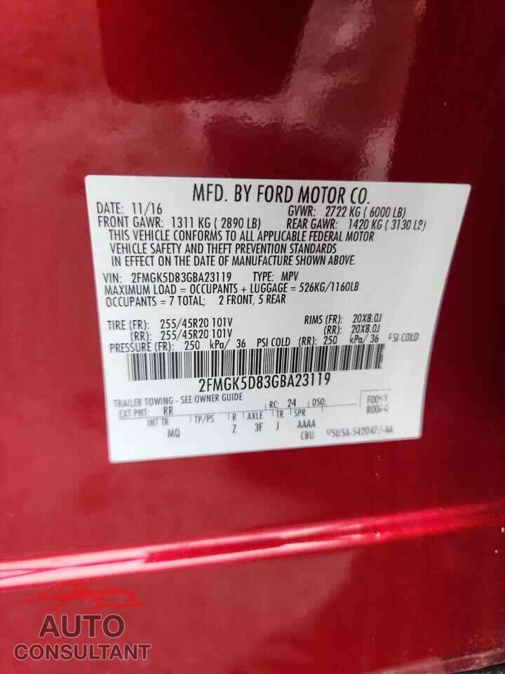 FORD FLEX 2016 - 2FMGK5D83GBA23119