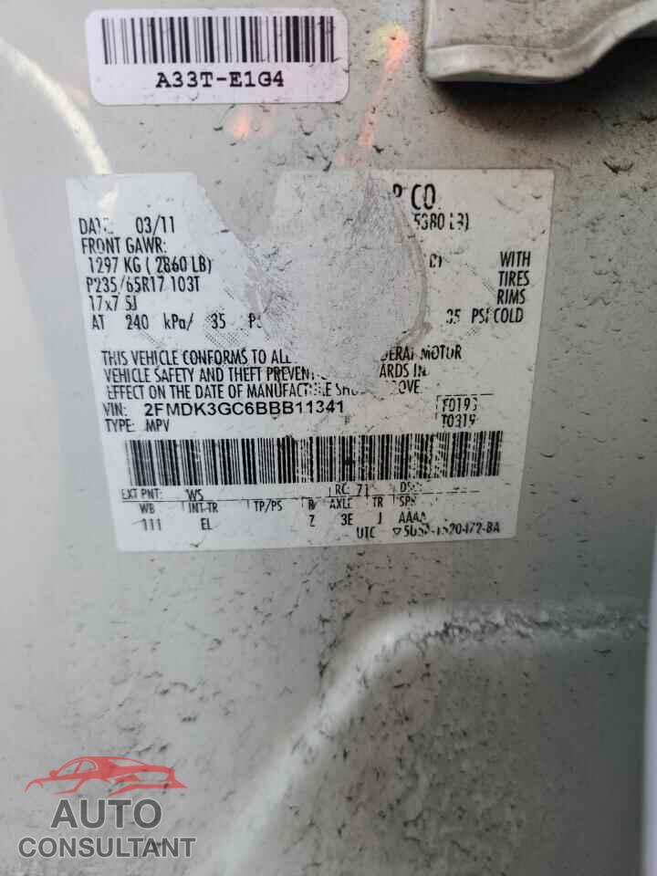 FORD EDGE 2011 - 2FMDK3GC6BBB11341