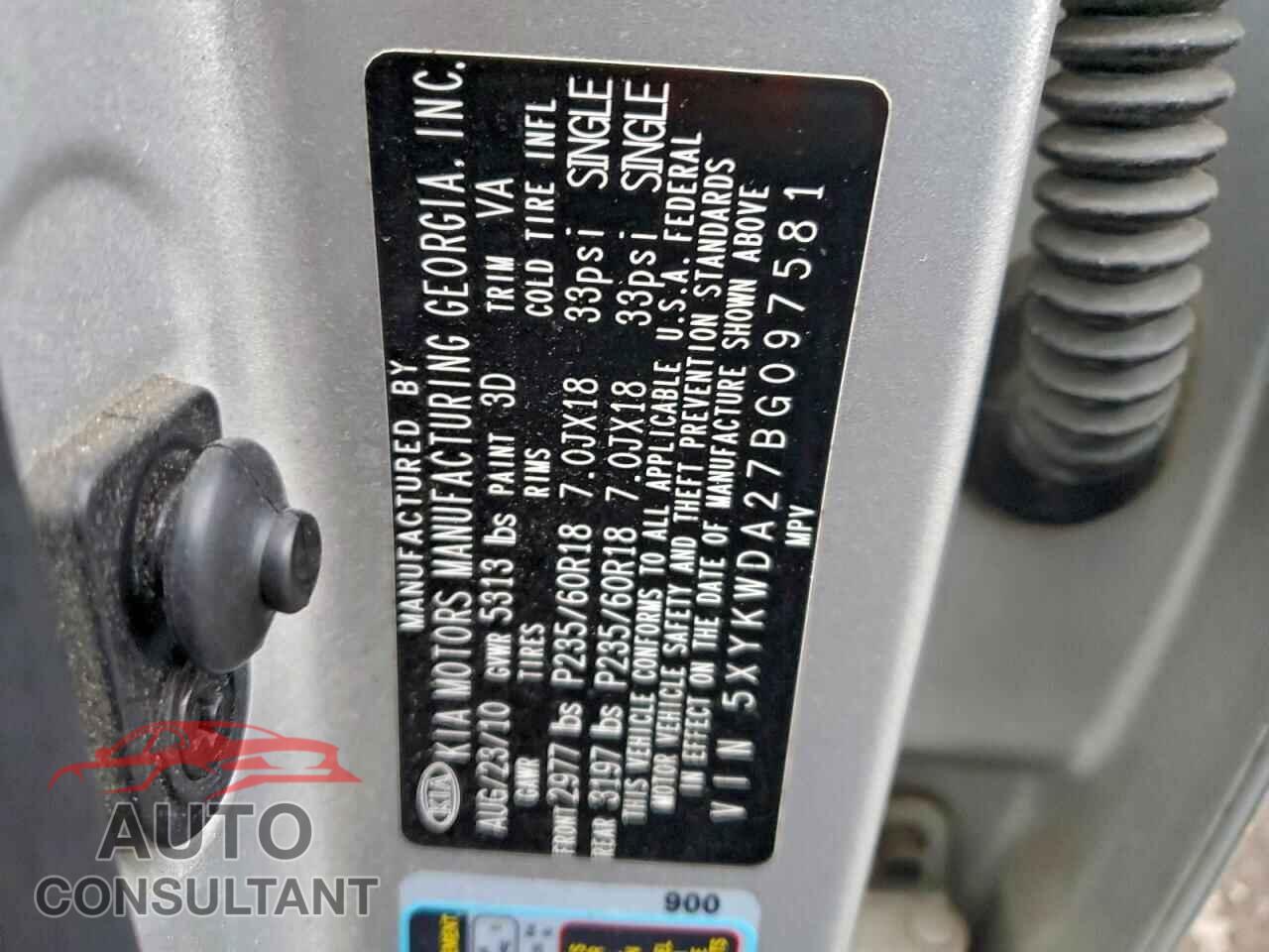 KIA SORENTO 2011 - 5XYKWDA27BG097581