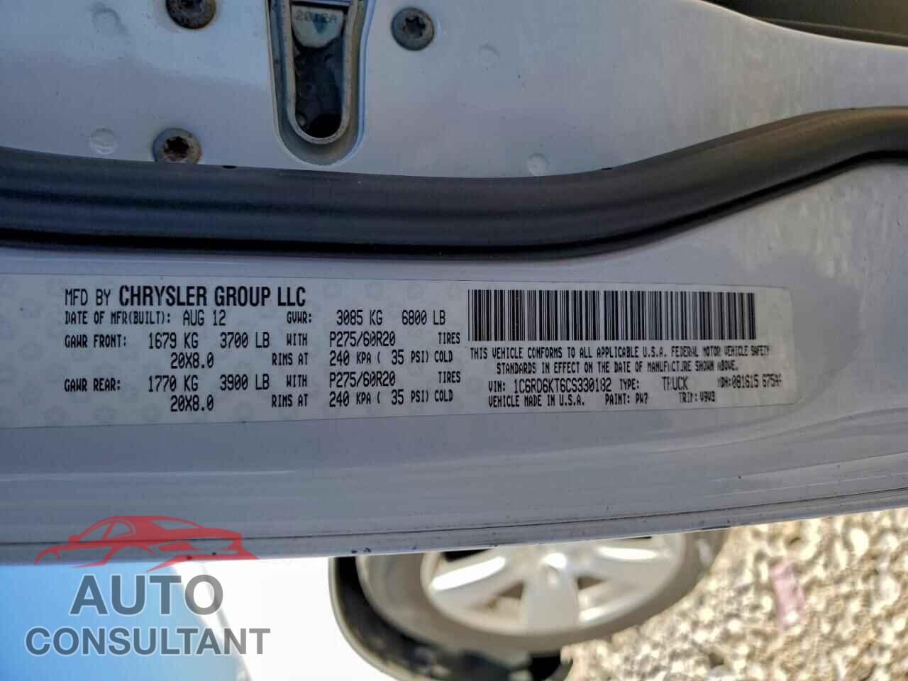 DODGE RAM 1500 2012 - 1C6RD6KT6CS330182