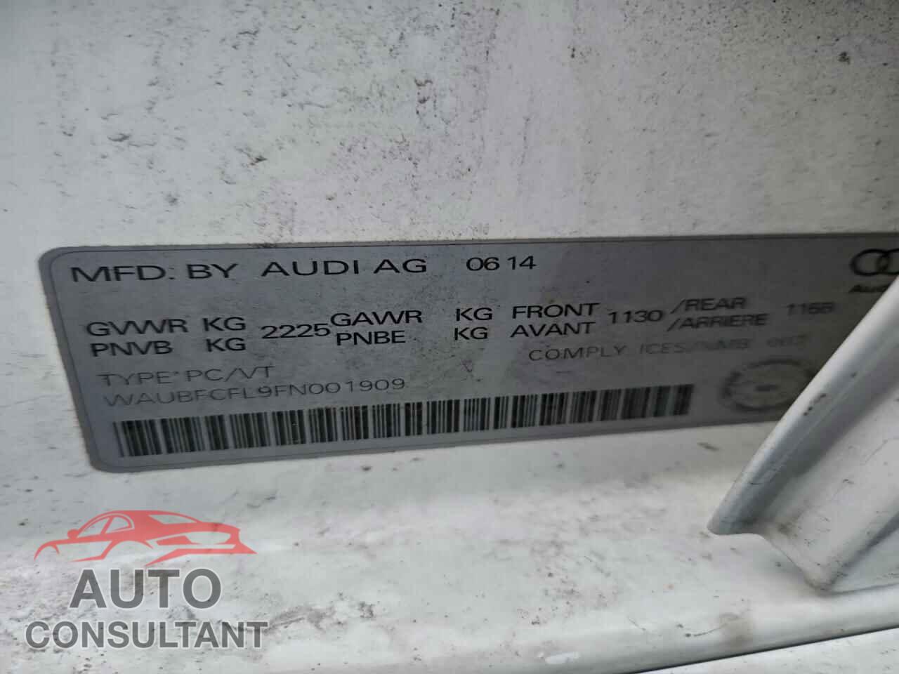 AUDI A4 2015 - WAUBFCFL9FN001909