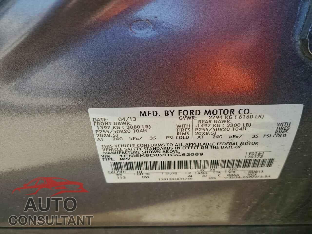 FORD EXPLORER 2013 - 1FM5K8D82DGC62089