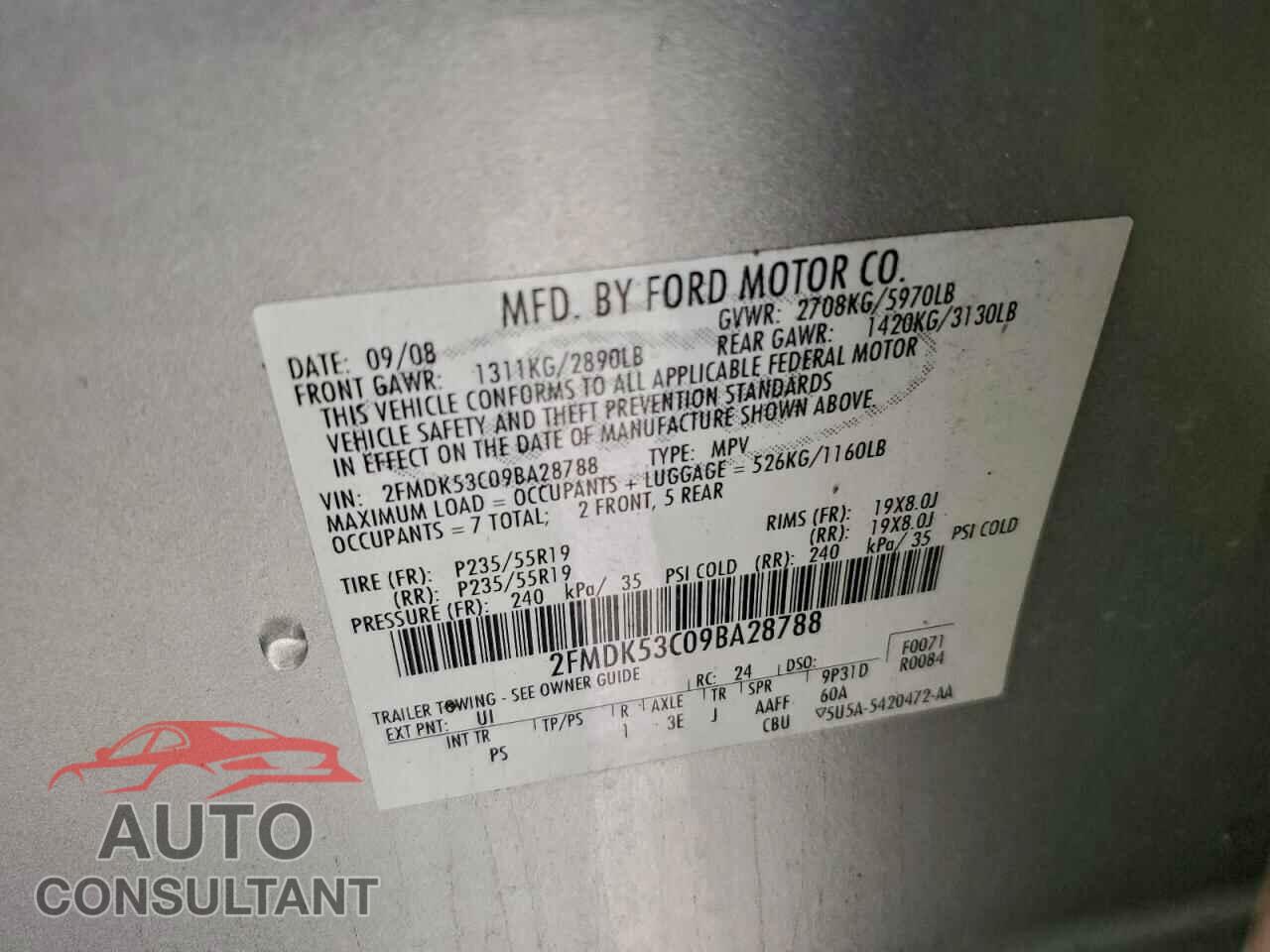 FORD FLEX 2009 - 2FMDK53C09BA28788