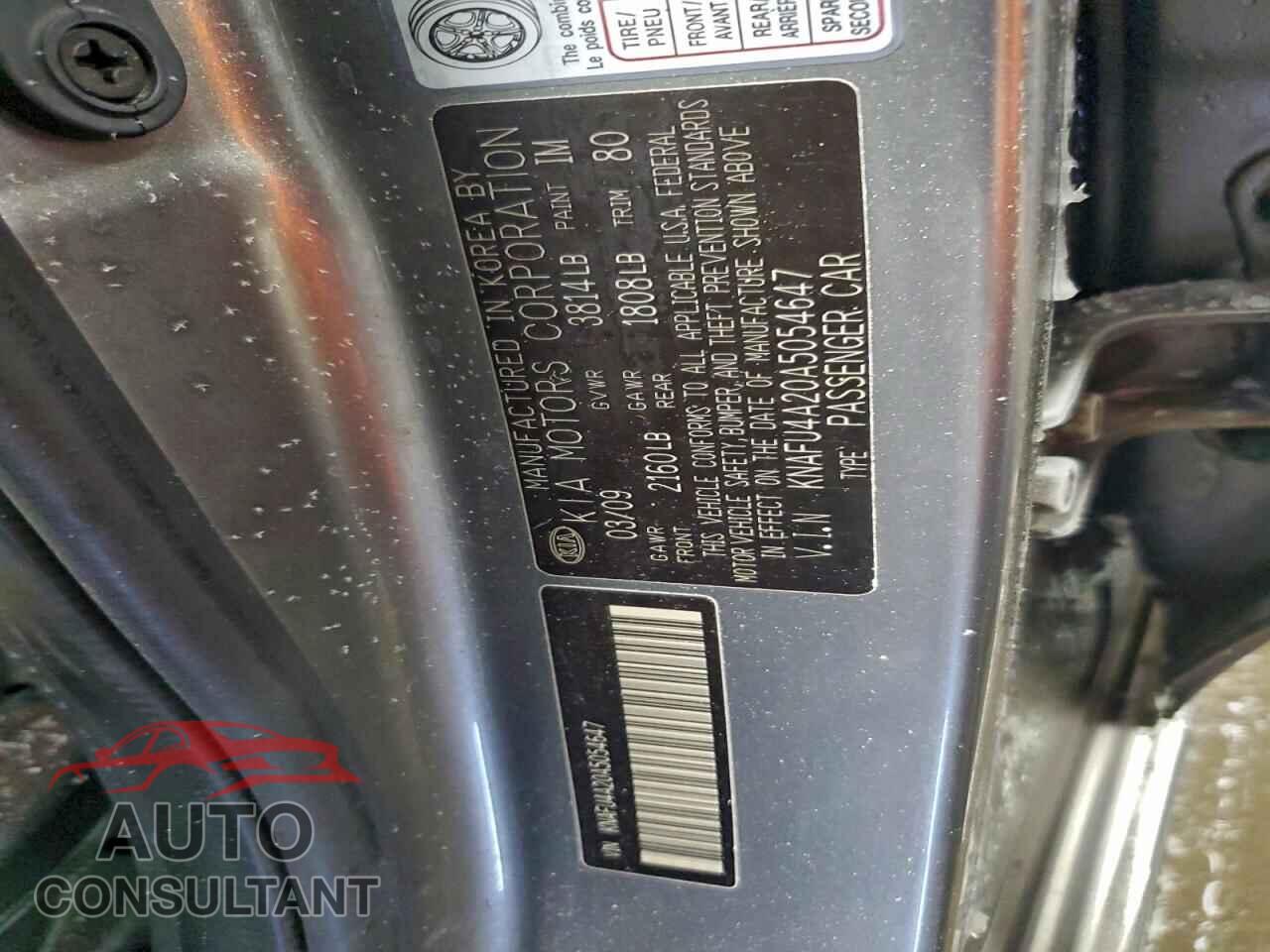 KIA FORTE 2010 - KNAFU4A20A5054647