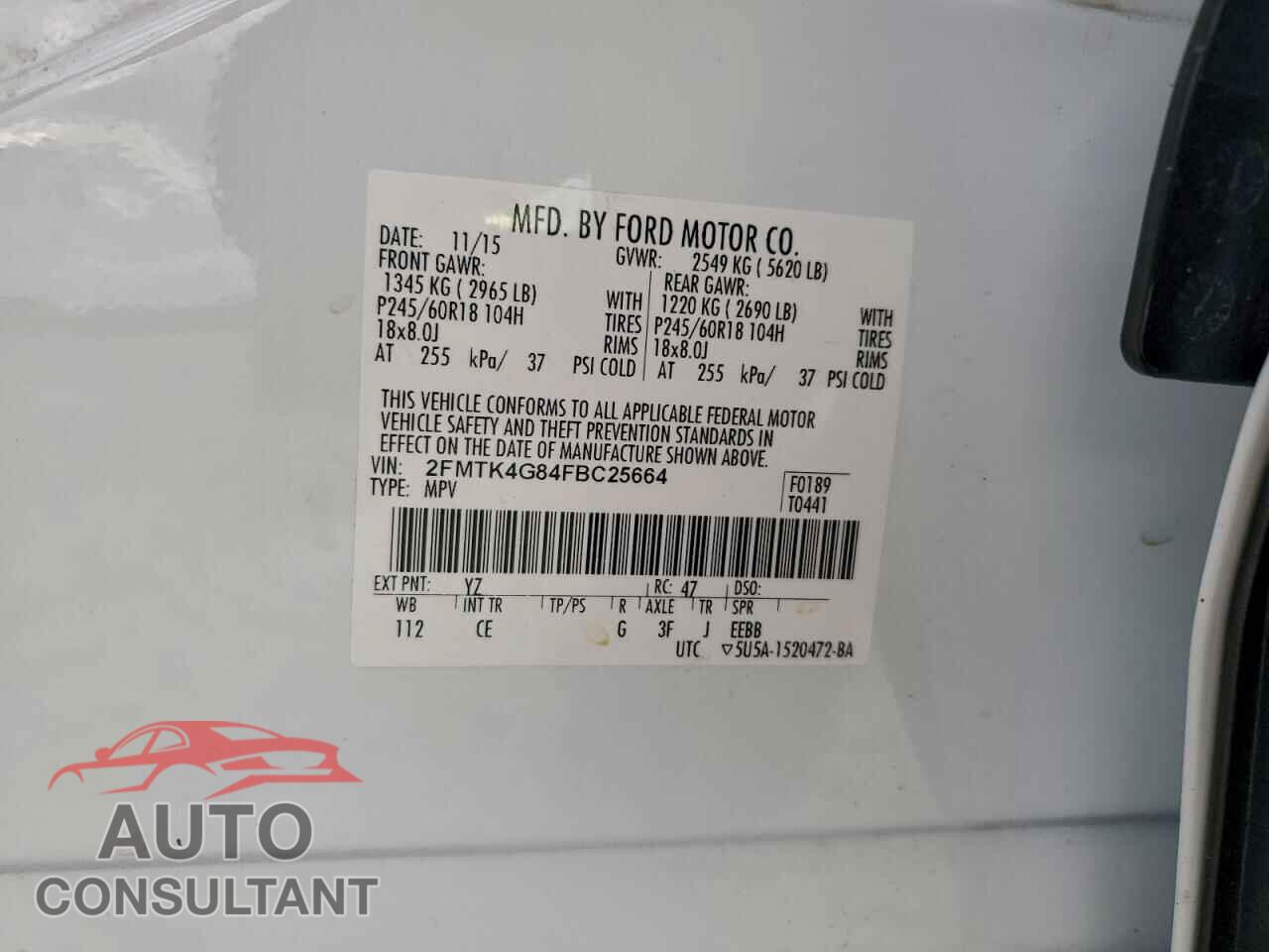 FORD EDGE 2015 - 2FMTK4G84FBC25664