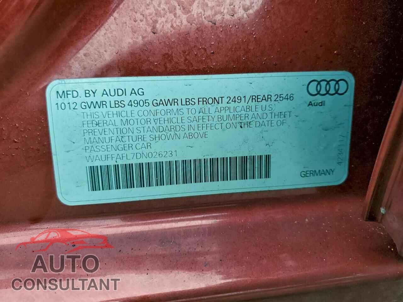 AUDI A4 2013 - WAUFFAFL7DN026231