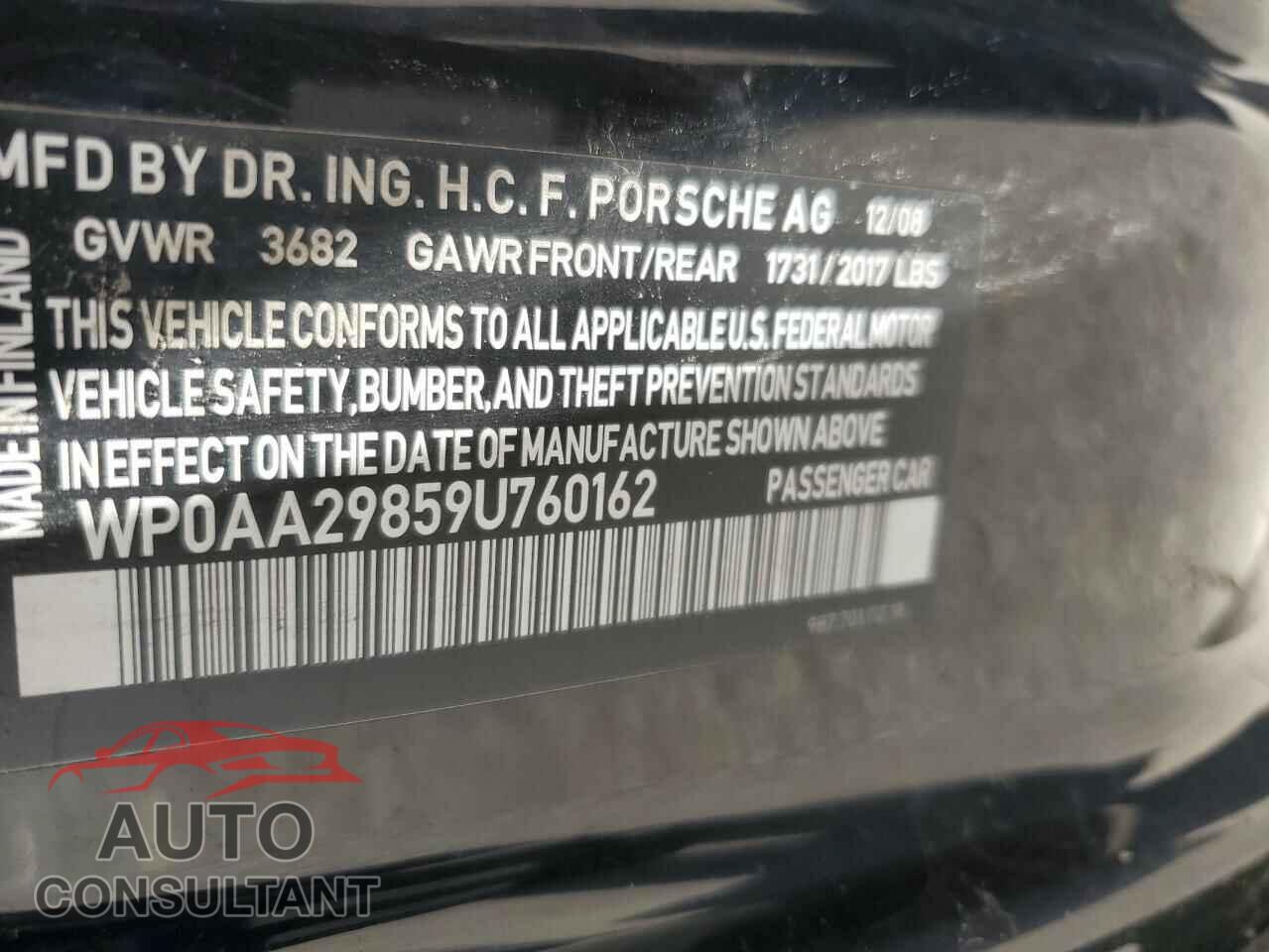 PORSCHE CAYMAN 2009 - WP0AA29859U760162