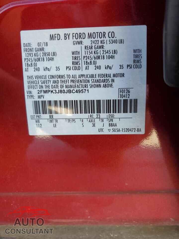 FORD EDGE 2018 - 2FMPK3J80JBC49571