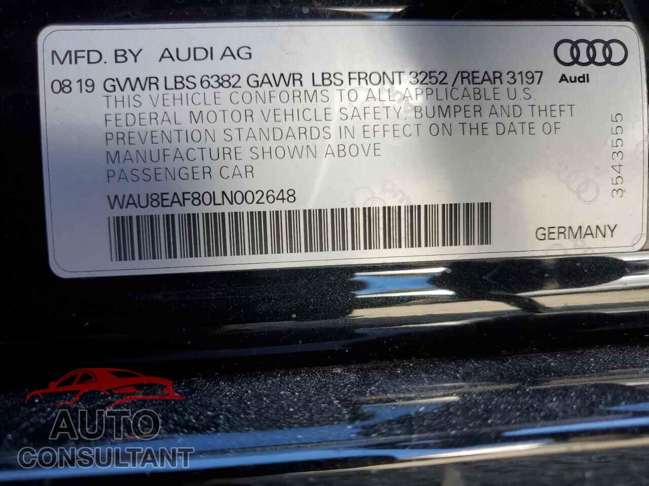 AUDI A8 2020 - WAU8EAF80LN002648