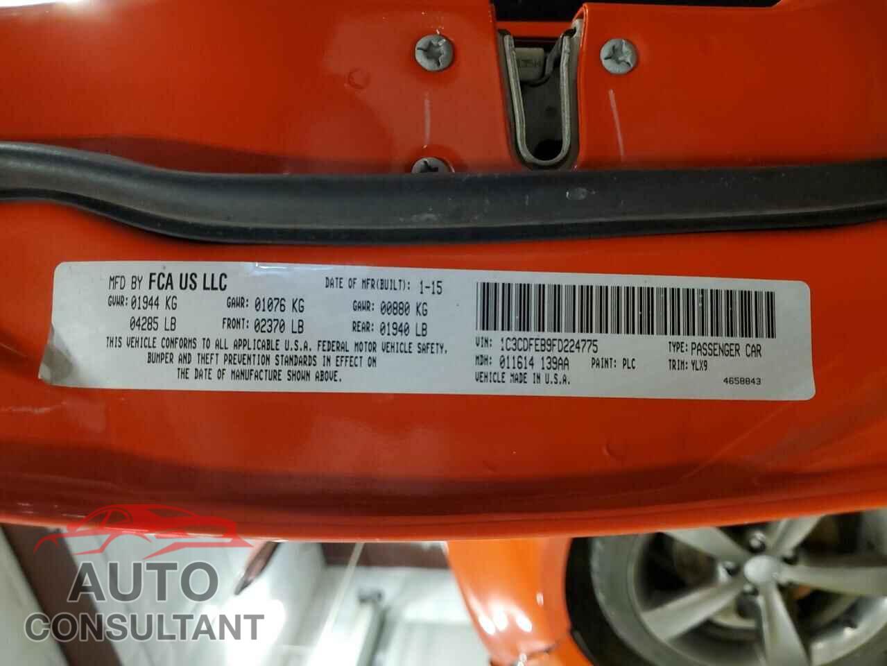 DODGE DART 2015 - 1C3CDFEB9FD224775