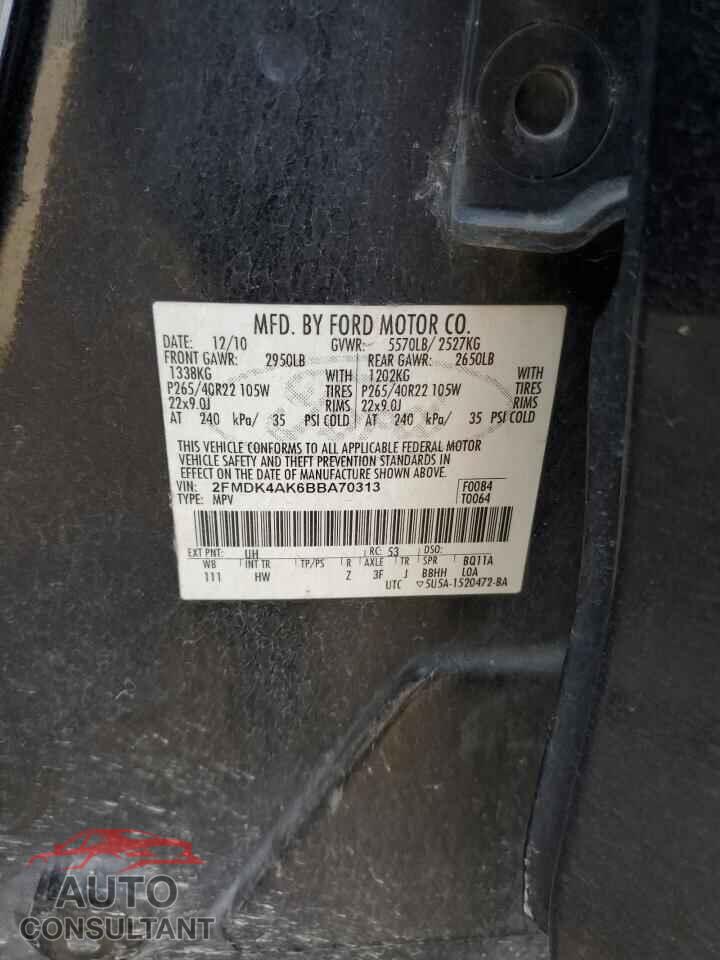 FORD EDGE 2011 - 2FMDK4AK6BBA70313